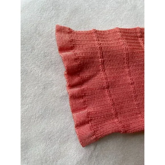 Burberry London Womens Ribbed Knit Top Size 48 Orange Y2K Cottagecore Classiccor - Picture 9 of 9